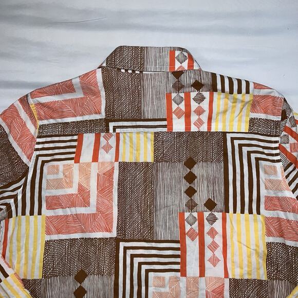 J. Mclaughlin Lois Blouse Size M Brown Orange Yellow Geometric Button Up LS NWOT - Picture 13 of 14